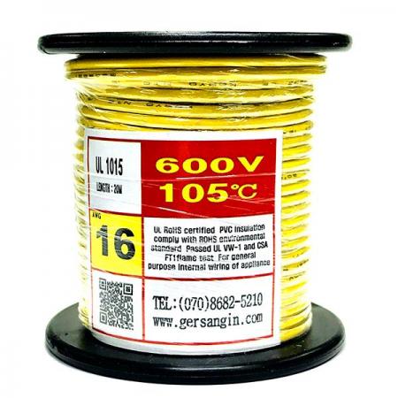디바이스마트,케이블/전선 > KS/UL/절연전선 > UL절연전선 > UL1015 (Lead Wire) 절연전선,거상인,[GSH-151623] UL1015-AWG16_20 (20M) (노란색),극세선 난연성 전선 / AWG16 / 길이 : 20M / 노란색