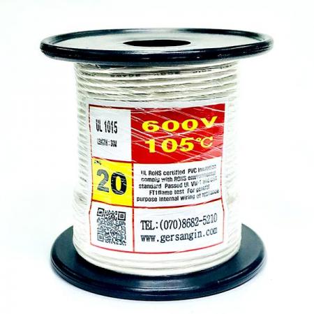 디바이스마트,케이블/전선 > KS/UL/절연전선 > UL절연전선 > UL1015 (Lead Wire) 절연전선,거상인,[GSH-152032] UL1015-AWG20_30 (30M) (흰색),극세선 난연성 전선 / AWG20 / 길이 : 30M / VOLT : 600V / TEMP : 105℃ / 흰색