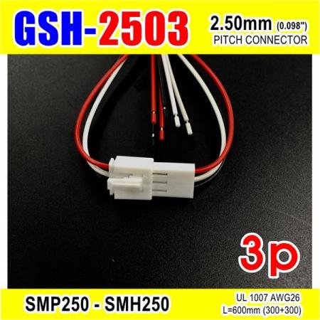 디바이스마트,커넥터/PCB > 직사각형 커넥터 > 하네스 케이블 > 2.5mm pitch,거상인,[GSH-2503] SMP250-SMH250-3p 2.5mm(0.098")pitch connector L=600mm (300+300),SMP250-SMH250 Pitch Connector / 3P