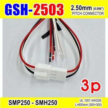 디바이스마트,커넥터/PCB > 직사각형 커넥터 > 하네스 케이블 > 2.5mm pitch,거상인,[GSH-2503] SMP250-SMH250-3p 2.5mm(0.098")pitch connector L=600mm (300+300),SMP250-SMH250 Pitch Connector / 3P