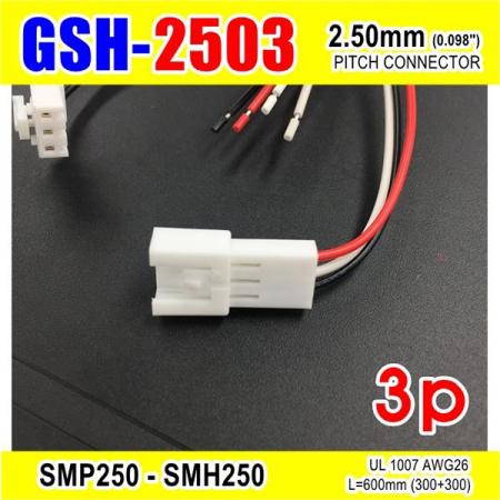 디바이스마트,커넥터/PCB > 직사각형 커넥터 > 하네스 케이블 > 2.5mm pitch,거상인,[GSH-2503] SMP250-SMH250-3p 2.5mm(0.098")pitch connector L=600mm (300+300),SMP250-SMH250 Pitch Connector / 3P