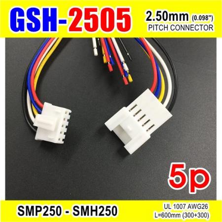 디바이스마트,커넥터/PCB > 직사각형 커넥터 > 하네스 케이블 > 2.5mm pitch,거상인,[GSH-2505] SMP250-SMH250-5p 2.5mm(0.098")pitch connector L=600mm (300+300),SMP250-SMH250 Pitch Connector / 5P