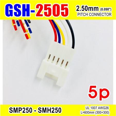 디바이스마트,커넥터/PCB > 직사각형 커넥터 > 하네스 케이블 > 2.5mm pitch,거상인,[GSH-2505] SMP250-SMH250-5p 2.5mm(0.098")pitch connector L=600mm (300+300),SMP250-SMH250 Pitch Connector / 5P