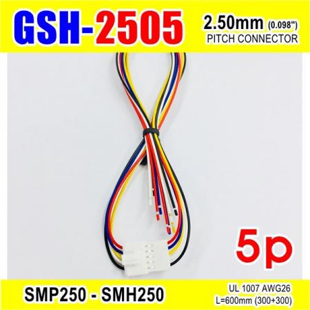 디바이스마트,커넥터/PCB > 직사각형 커넥터 > 하네스 케이블 > 2.5mm pitch,거상인,[GSH-2505] SMP250-SMH250-5p 2.5mm(0.098")pitch connector L=600mm (300+300),SMP250-SMH250 Pitch Connector / 5P