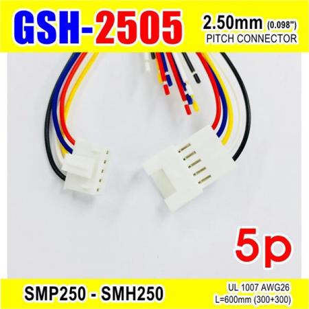 디바이스마트,커넥터/PCB > 직사각형 커넥터 > 하네스 케이블 > 2.5mm pitch,거상인,[GSH-2505] SMP250-SMH250-5p 2.5mm(0.098")pitch connector L=600mm (300+300),SMP250-SMH250 Pitch Connector / 5P