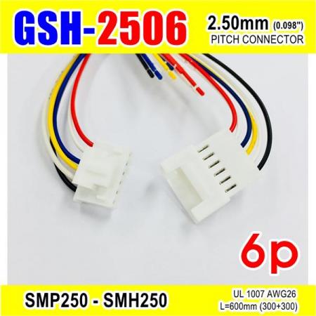디바이스마트,커넥터/PCB > 직사각형 커넥터 > 하네스 케이블 > 2.5mm pitch,거상인,[GSH-2506] SMP250-SMH250-6p 2.5mm(0.098")pitch connector L=600mm (300+300),SMP250-SMH250 Pitch Connector / 6P