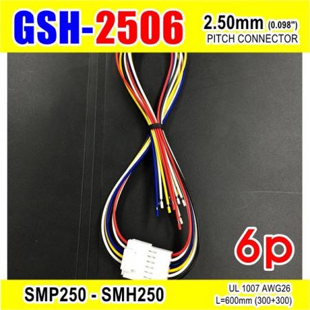 디바이스마트,커넥터/PCB > 직사각형 커넥터 > 하네스 케이블 > 2.5mm pitch,거상인,[GSH-2506] SMP250-SMH250-6p 2.5mm(0.098")pitch connector L=600mm (300+300),SMP250-SMH250 Pitch Connector / 6P