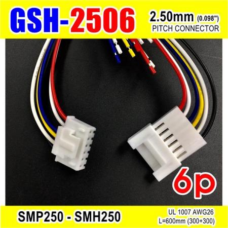 디바이스마트,커넥터/PCB > 직사각형 커넥터 > 하네스 케이블 > 2.5mm pitch,거상인,[GSH-2506] SMP250-SMH250-6p 2.5mm(0.098")pitch connector L=600mm (300+300),SMP250-SMH250 Pitch Connector / 6P