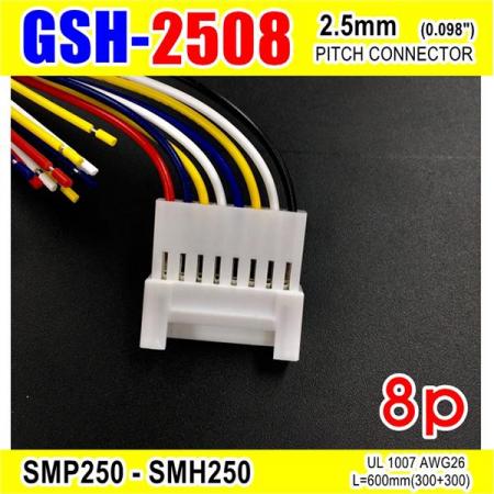 디바이스마트,커넥터/PCB > 직사각형 커넥터 > 하네스 케이블 > 2.5mm pitch,거상인,[GSH-2508] SMP250-SMH250-8p 2.5mm(0.098")pitch connector L=600mm (300+300),SMP250-SMH250 Pitch Connector / 8P