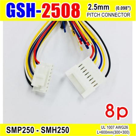 디바이스마트,커넥터/PCB > 직사각형 커넥터 > 하네스 케이블 > 2.5mm pitch,거상인,[GSH-2508] SMP250-SMH250-8p 2.5mm(0.098")pitch connector L=600mm (300+300),SMP250-SMH250 Pitch Connector / 8P