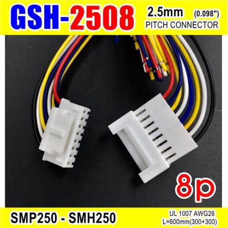 디바이스마트,커넥터/PCB > 직사각형 커넥터 > 하네스 케이블 > 2.5mm pitch,거상인,[GSH-2508] SMP250-SMH250-8p 2.5mm(0.098")pitch connector L=600mm (300+300),SMP250-SMH250 Pitch Connector / 8P
