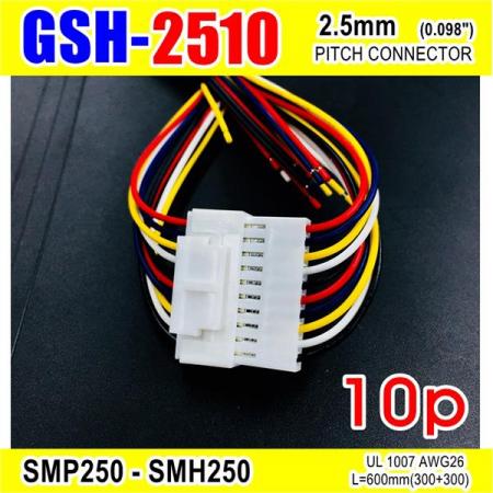 디바이스마트,커넥터/PCB > 직사각형 커넥터 > 하네스 케이블 > 2.5mm pitch,거상인,[GSH-2510] SMP250-SMH250-10p 2.5mm(0.098")pitch connector L=600mm (300+300),SMP250-SMH250 Pitch Connector / 10P