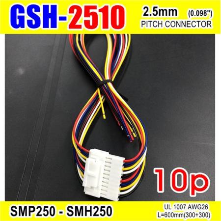 디바이스마트,커넥터/PCB > 직사각형 커넥터 > 하네스 케이블 > 2.5mm pitch,거상인,[GSH-2510] SMP250-SMH250-10p 2.5mm(0.098")pitch connector L=600mm (300+300),SMP250-SMH250 Pitch Connector / 10P