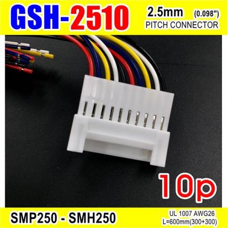 디바이스마트,커넥터/PCB > 직사각형 커넥터 > 하네스 케이블 > 2.5mm pitch,거상인,[GSH-2510] SMP250-SMH250-10p 2.5mm(0.098")pitch connector L=600mm (300+300),SMP250-SMH250 Pitch Connector / 10P