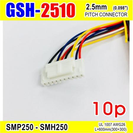 디바이스마트,커넥터/PCB > 직사각형 커넥터 > 하네스 케이블 > 2.5mm pitch,거상인,[GSH-2510] SMP250-SMH250-10p 2.5mm(0.098")pitch connector L=600mm (300+300),SMP250-SMH250 Pitch Connector / 10P