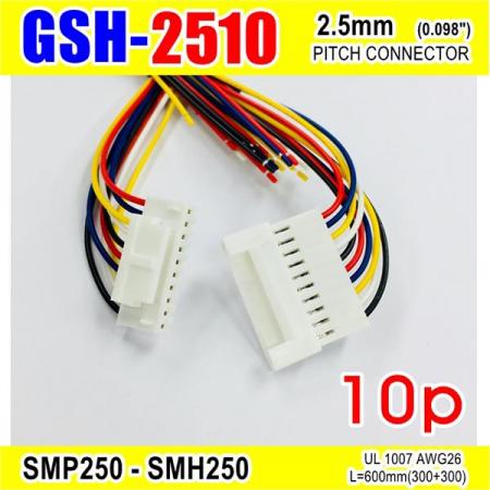 디바이스마트,커넥터/PCB > 직사각형 커넥터 > 하네스 케이블 > 2.5mm pitch,거상인,[GSH-2510] SMP250-SMH250-10p 2.5mm(0.098")pitch connector L=600mm (300+300),SMP250-SMH250 Pitch Connector / 10P