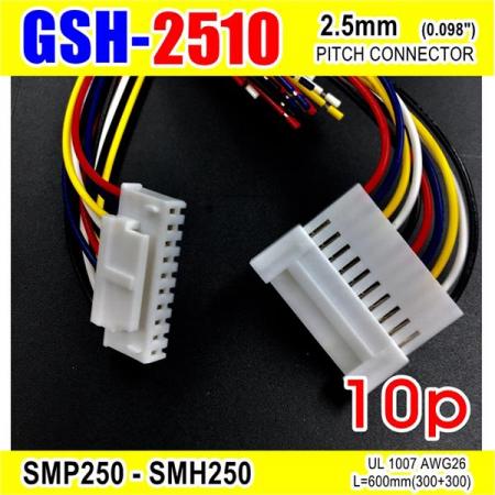 디바이스마트,커넥터/PCB > 직사각형 커넥터 > 하네스 케이블 > 2.5mm pitch,거상인,[GSH-2510] SMP250-SMH250-10p 2.5mm(0.098")pitch connector L=600mm (300+300),SMP250-SMH250 Pitch Connector / 10P