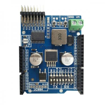 디바이스마트,MCU보드/전자키트 > 버튼/스위치/제어/RTC > 모터/모터컨트롤,Cytron,Cytron 8 Channels RC Servo Controller Shield for Arduino [SHIELD-SERVO],아두이노 우노, 메가 호환 실드 / 8개의 서보모터 독립 제어 가능 / 모터 전압 범위7~25V / 최대 전류 5A(Peak), 4A(연속)