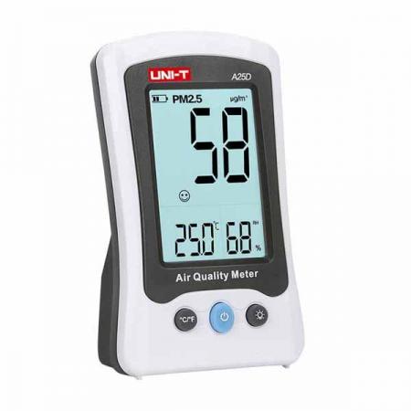 디바이스마트,계측기/측정공구 > 환경/이화학 측정장치 > 공기질/미세먼지,UNI-T,미세먼지 측정기/가정용먼지 측정기 A25D,PM2.5 농도 및 온도, 습도를 측정하는 데 사용되는 가정용 통합 환경 측정기입니다.