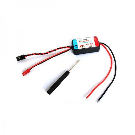 디바이스마트,기계/제어/로봇/모터 > 교육/취미로봇 > 드론/항공기 > 드론 변속기/ESC,FeeTech,FEETECH  Adjustable DC to DC Voltage Regulator (UBEC) AJ-6A-JS,입력 전압 : 5V~30V / 출력 전압 : 5V~12V / 출력 전류 : 최대 6A / JR+JST  커넥터 케이블 길이  : 입력 (#18)   150 mm  ±5mm ,  출력 (#22) 100 mm  ±5mm 드라이버로 출력 전압을 조정 가능한 UBEC 내장 컨버터 모듈입다. ※입력 전압 30V 초과 사용 금지