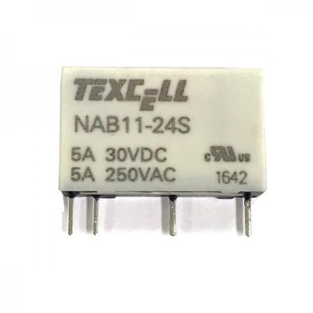 디바이스마트,스위치/부저/전기부품 > 릴레이 > 파워 릴레이,TEXCELL,NAB11-24S,파워 릴레이 / 접촉형식 : SPST-NO (1 Form A) / 코일 전압 : 24VDC / 코일 저항 : 3200Ω / 코일 작동 전력 : 7.5mA / 코일 전력 : 120mW / 스위칭 전압(AC) : 250VAC / 스위칭 전류(AC) : 5A / 스위칭 전압(DC) : 30VDC / 스위칭 전류(DC) : 5A
