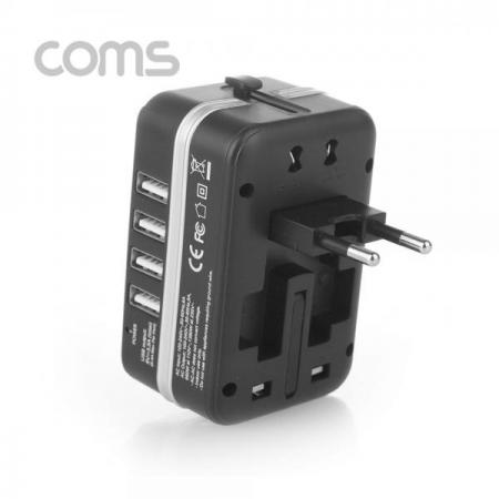 디바이스마트,전원/파워/배터리 > 전원 멀티탭 > 여행용,Coms,해외여행용 멀티 아답터 Trag / USB 4 port / BLACK [AF5986],USB 4 port /멀티 아답터