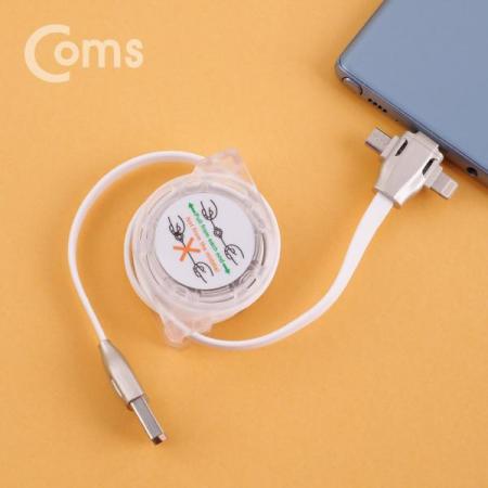 디바이스마트,케이블/전선 > USB 케이블 > 충전케이블(MM) > 멀티/기타규격 충전케이블,Coms,USB 3.1 (Type C) 3 in 1 자동감김 케이블 (95cm/T형)[IE231],3 in 1/자동감김 케이블/95cm/T형