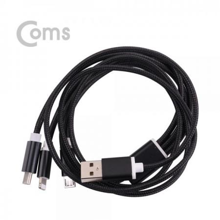 디바이스마트,케이블/전선 > USB 케이블 > 충전케이블(MM) > USB 3.1 C타입 충전케이블,Coms,Type C 케이블(3 in 1/스트롱) 1M / Black / Android / 8Pin (8핀) / Type C[IE235],3 in 1/스트롱/1M / Black / Android / 8Pin (8핀) / Type C