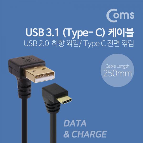 USB 3.1 젠더(Type C), USB A(M)/Type C(M) 약 25cm / Type C 전면꺾임 / USB-A 하향꺾임[NA669]