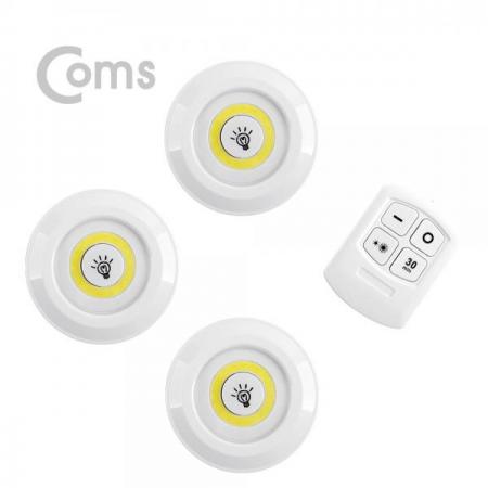 디바이스마트,컴퓨터/모바일/가전 > 가구/사무용품/공구 > 조명기기 > 무드등/간접조명,Coms,LED 라이트 3W (램프 3개 + 리모콘 세트상품) / 무선 리모컨 / White LED[ID433],램프 3개 + 리모콘 세트상품)/ 무선 리모컨 / White LED