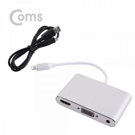 디바이스마트,컴퓨터/모바일/가전 > 스마트폰/스마트기기 > 케이블/젠더 > 애플 케이블/젠더/공유기,Coms,IOS 8핀 (8Pin) 미러링 컨버터(4 in 1) / 유선 컨버터 - HDMI / VGA / AUDIO[IE301],유선 컨버터 -  HDMI / VGA / AUDIO