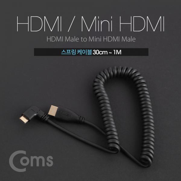 HDMI/HDMI(Mini) 스프링 케이블 30cm ~ 1M / Mini HDMI 우향꺾임(꺽임)[NE773]