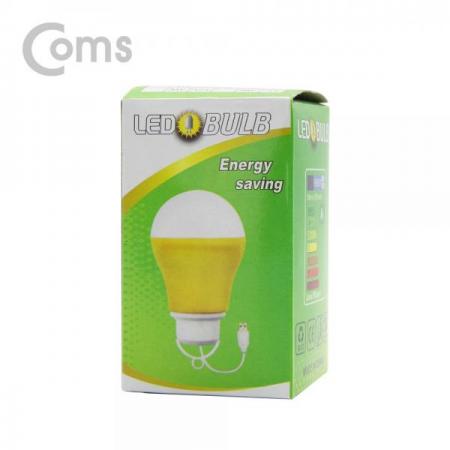 디바이스마트,LED/LCD > LED 인테리어조명 > USB 램프,Coms,USB 램프(전구형), Yellow/5V 5W, 캠핑용 1M[ND726],사이즈 : 60x60x90mm / 전원 : 5V , 5W / 색상 : 화이트(White)