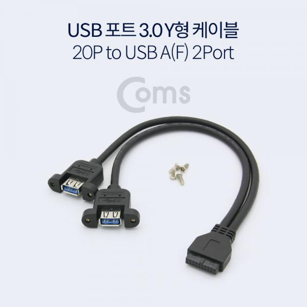 USB 포트 3.0 Y 케이블 / 20P to USB A(F) 2Port / 30cm / 검정[BT285]