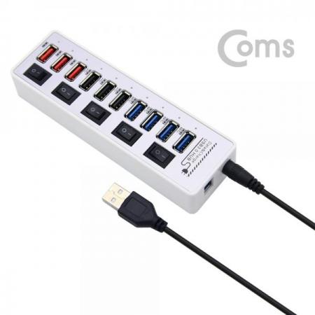 디바이스마트,컴퓨터/모바일/가전 > 네트워크/케이블/컨버터/IOT > 인터넷공유기/허브/랜카드 > USB허브/포트 확장 도킹스테이션,Coms,USB 3.0 허브 (10P/무전원) - USB 3.0 4P/2.0 3P/QC 3P[BT300],USB 3.0 4P/2.0 3P/QC 3P