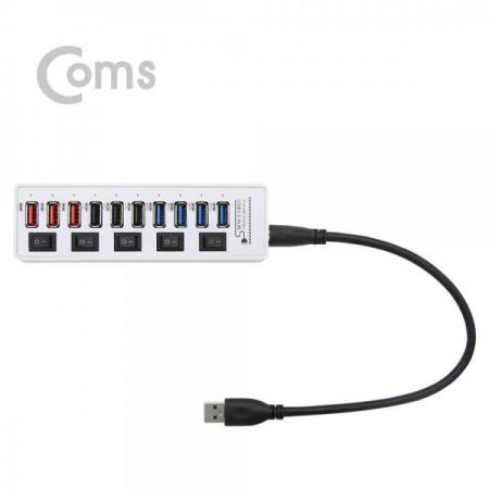 디바이스마트,컴퓨터/모바일/가전 > 네트워크/케이블/컨버터/IOT > 인터넷공유기/허브/랜카드 > USB허브/포트 확장 도킹스테이션,Coms,USB 3.0 허브 (10P/무전원) - USB 3.0 4P/2.0 3P/QC 3P[BT300],USB 3.0 4P/2.0 3P/QC 3P