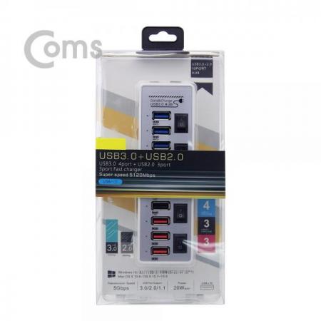 디바이스마트,컴퓨터/모바일/가전 > 네트워크/케이블/컨버터/IOT > 인터넷공유기/허브/랜카드 > USB허브/포트 확장 도킹스테이션,Coms,USB 3.0 허브 (10P/무전원) - USB 3.0 4P/2.0 3P/QC 3P[BT300],USB 3.0 4P/2.0 3P/QC 3P