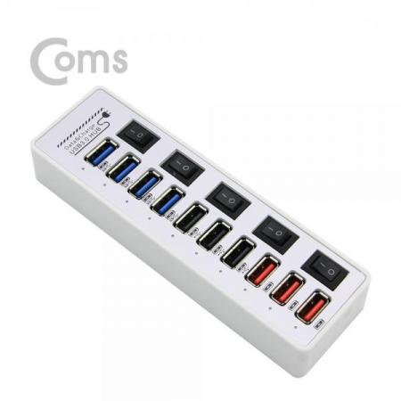 디바이스마트,컴퓨터/모바일/가전 > 네트워크/케이블/컨버터/IOT > 인터넷공유기/허브/랜카드 > USB허브/포트 확장 도킹스테이션,Coms,USB 3.0 허브 (10P/무전원) - USB 3.0 4P/2.0 3P/QC 3P[BT300],USB 3.0 4P/2.0 3P/QC 3P