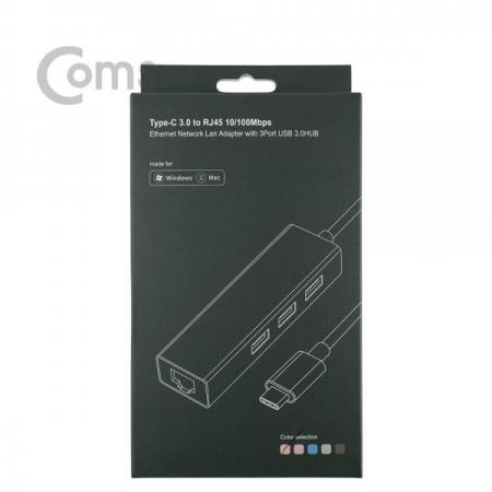 디바이스마트,컴퓨터/모바일/가전 > 네트워크/케이블/컨버터/IOT > 인터넷공유기/허브/랜카드 > USB허브/포트 확장 도킹스테이션,Coms,USB 3.1 (Type C) 컨버터 (RJ45+USB 3.0 허브 3포트)[IB303],RJ45+USB 3.0 허브/ 3포트