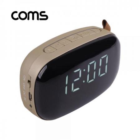 디바이스마트,컴퓨터/모바일/가전 > 음향ㆍ영상ㆍ카메라 > 블루투스 사운드 > 블루투스 스피커,Coms,듀얼 알람 블루투스 스피커(Bronze) 시계디스플레이 / 핸즈프리 / TF카드 / AUX 지원/ evn1[EF123],Bronze/시계디스플레이 / 핸즈프리 / TF카드 / AUX 지원/ evn1