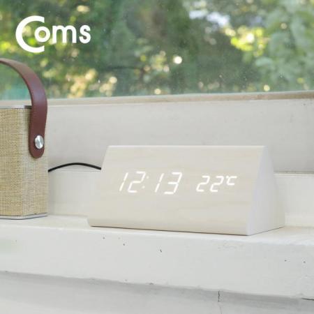 디바이스마트,컴퓨터/모바일/가전 > 가구/사무용품/공구 > 가구/데코 > 인테리어소품,Coms,디지털 LED 나무시계 (삼각/White) [BB819], 디지털 LED 나무시계/삼각/White