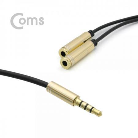 디바이스마트,케이블/전선 > 영상/음향 케이블 > 스테레오/RCA 케이블,Coms,이어폰 2분배 케이블 30cm - ST M(4극) / ST Fx2 Y형, Gold[ID153],스테레오 Y형 변환 젠더 / 3.5mm MALE x 1 -  3.5mm FEMALE x 2 / 이어폰 분리