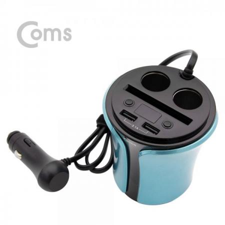 디바이스마트,컴퓨터/모바일/가전 > 게임/취미/캠핑용품 > 차량내부용품 > 실내용품,Coms,차량용 멀티 시가잭+USB 2P/DC 전압체크 기능 - 컵홀더형, 회색+청색 / 시거잭[WK363], 차량용 멀티 시가잭+USB 2P/DC 전압체크 기능 - 컵홀더형, 회색+청색 / 시거잭