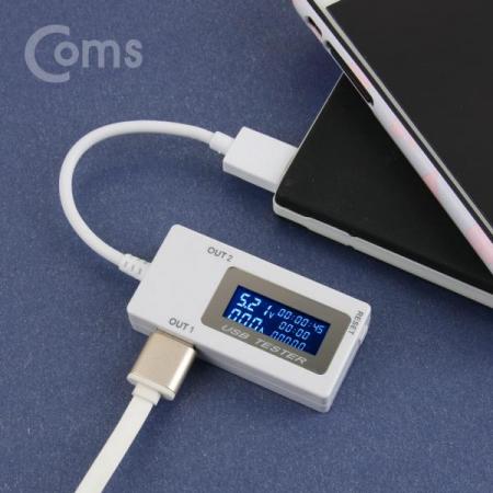 디바이스마트,계측기/측정공구 > 전기/전자 계측기 > 전압계,Coms,USB 테스터기(전류/전압 측정) 2Port / 20cm[BT333],전류/전압 측정/2Port / 20cm