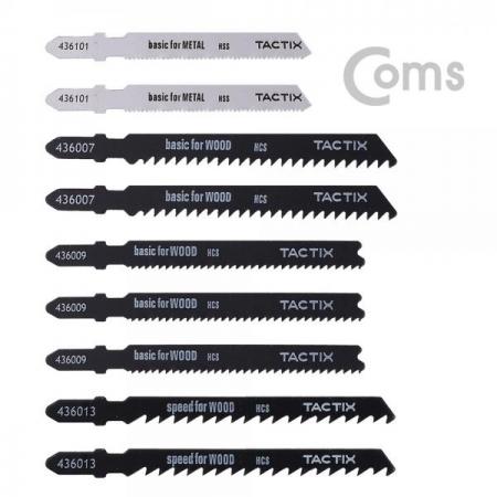 디바이스마트,수공구/전자공구/전동공구 > 작업공구 > 쇠톱/도끼/고지톱,Coms,TACTIX 직소날 세트 / 10pcs - 목재/철재용 [YT5002],목재/철재 작업시 사용되는 교체용 톱날