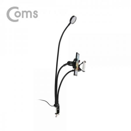 디바이스마트,LED/LCD > LED 인테리어조명 > USB 램프,Coms,스마트폰&LED 램프 3 in 1 탁상 거치대 [ID104],2개의 스마트폰과 LED램프를 사용할 수 있으며 각도조절이 자유로운 3 in 1 거치대 / USB 전원을 연결하여 사용