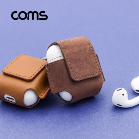 디바이스마트,컴퓨터/모바일/가전 > Apple > Accessories > iPad/iPhone 액세서리,Coms,에어팟 가죽 케이스, Dark brown [ID633],스크래치 보호 가죽 케이스