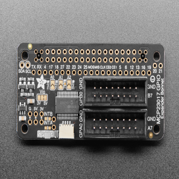 디바이스마트,오픈소스/코딩교육 > 라즈베리파이 > 라즈베리파이 확장보드/HAT,Adafruit,Adafruit GPIO Expander Bonnet - 16 Additional I/O over I2C [ada-4132],라즈베리 파이에 추가적인 작업을 위한 LED,디스플레이,센서등을 추가적으로 연결 할수 있는 확장보드이며 2개의 16-pin IDC 소켓이 동봉 됩니다.