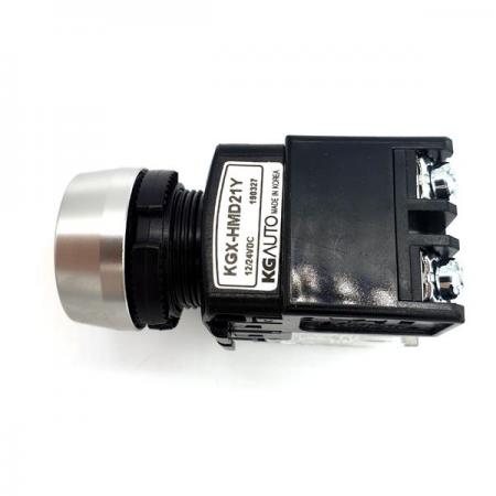 디바이스마트,스위치/부저/전기부품 > 산업용 스위치/제어 기기 > 제어/안전 스위치 > 누름버튼 스위치(25파이 이상),KGAUTO,조광형 누름버튼스위치 - 황색 [KGX-HMD21Y],알루미늄 고급형 22Φ / 자기복귀 / 12/24V d.c / 1a1b / 황색(YELLOW) /