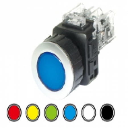 디바이스마트,스위치/부저/전기부품 > 산업용 스위치/제어 기기 > 제어/안전 스위치 > 누름버튼 스위치(25파이 이상),KGAUTO,누름버튼 스위치 - 청색 [KGF-LA2A],알루미늄 고급매입형 30Φ / 자기유지 / 얼터네이트 / 2a2b / 청색(BLUE)